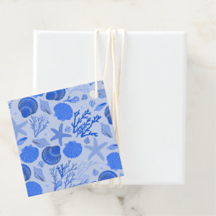 Blue Seashells Beach Colourful Cute Custom Favour Tags