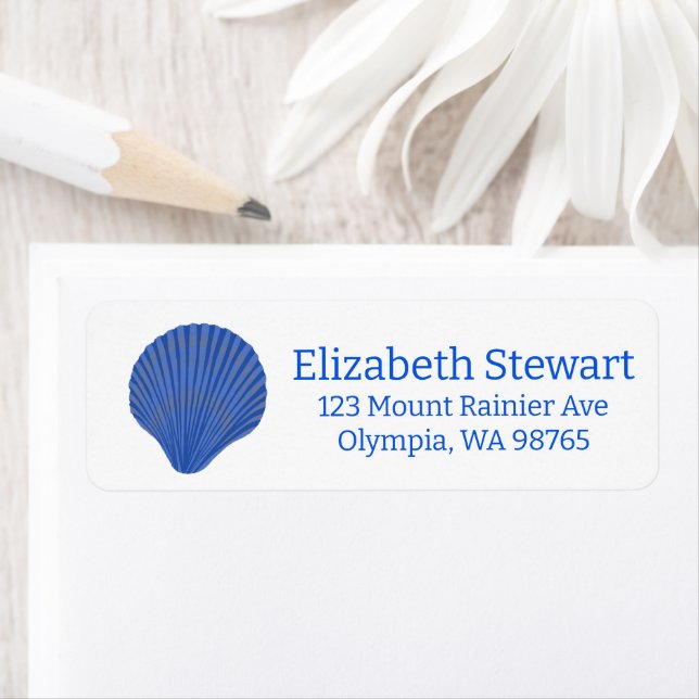 Blue Seashells CUSTOM Mailing Return Address Label (Insitu)