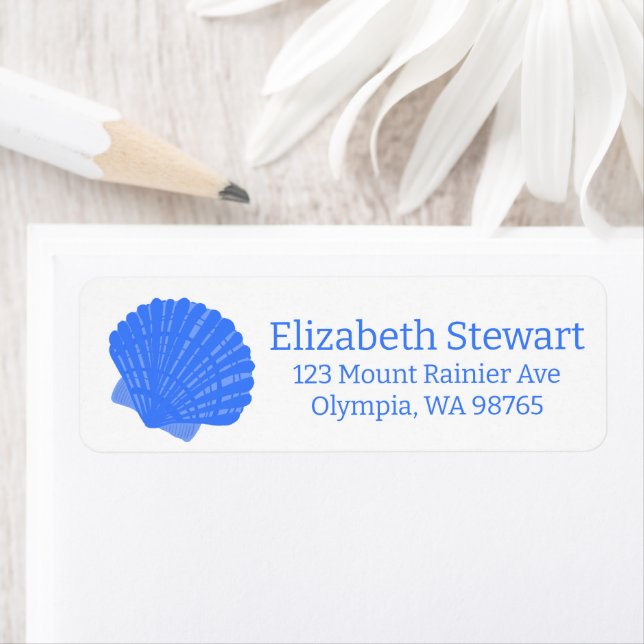Blue Seashells CUSTOM Mailing Return Address Label (Insitu)