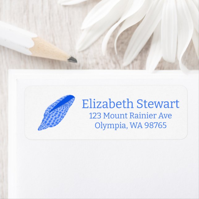 Blue Seashells CUSTOM Mailing Return Address Label (Insitu)