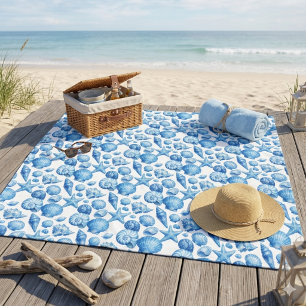 Blue Seashells. Nautical. Fleece Blanket