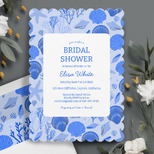Blue Seashells Pattern Beach Wedding Party Custom Envelope