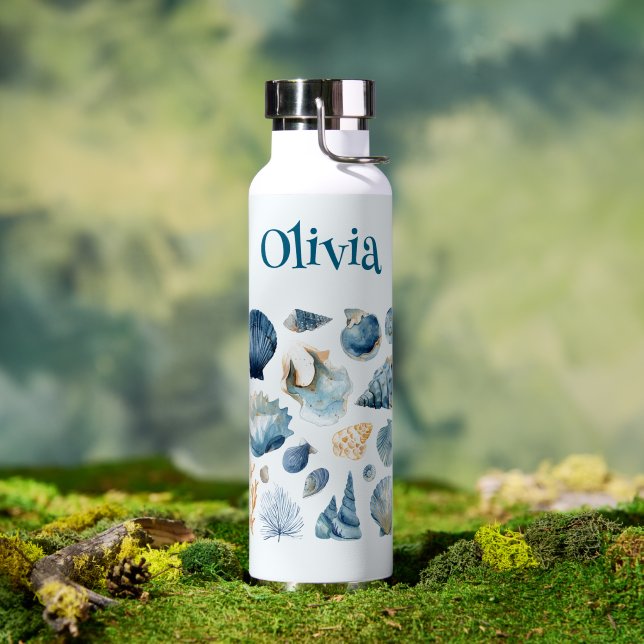 Blue Seashells Thor Bottle | Custom Name (Outdoor (Rotated))