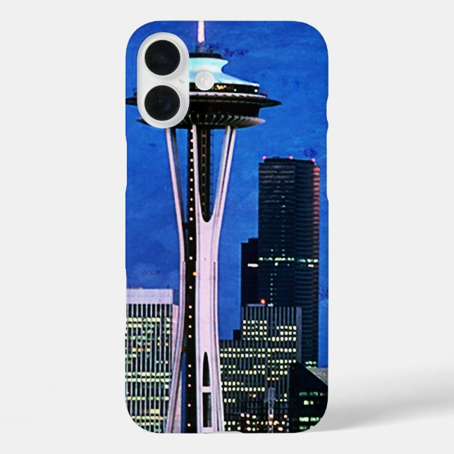 Blue Seattle Skyline Shower Curtain Case-Mate iPhone Case (Back)