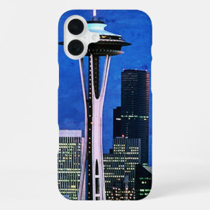 Blue Seattle Skyline Shower Curtain iPhone 16 Plus Case