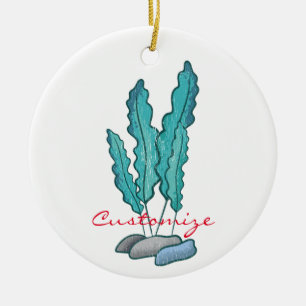 Blue Seaweed Algae Thunder_Cove Ceramic Ornament