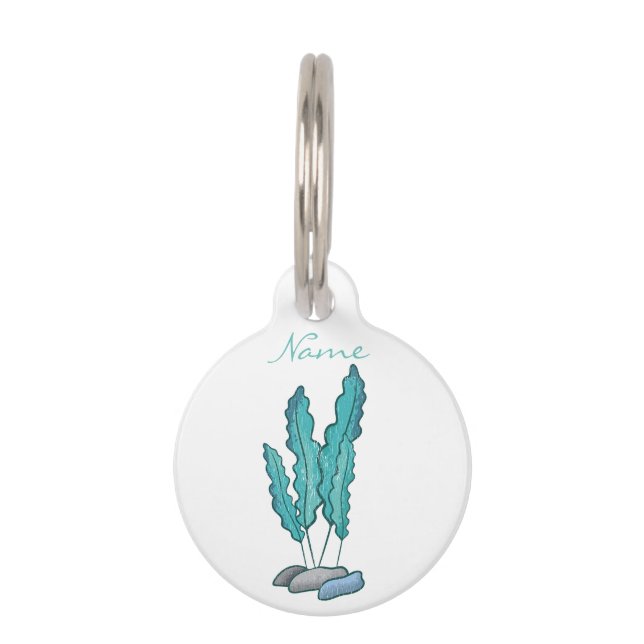 Blue Seaweed Algae Thunder_Cove Pet Tag (Back)