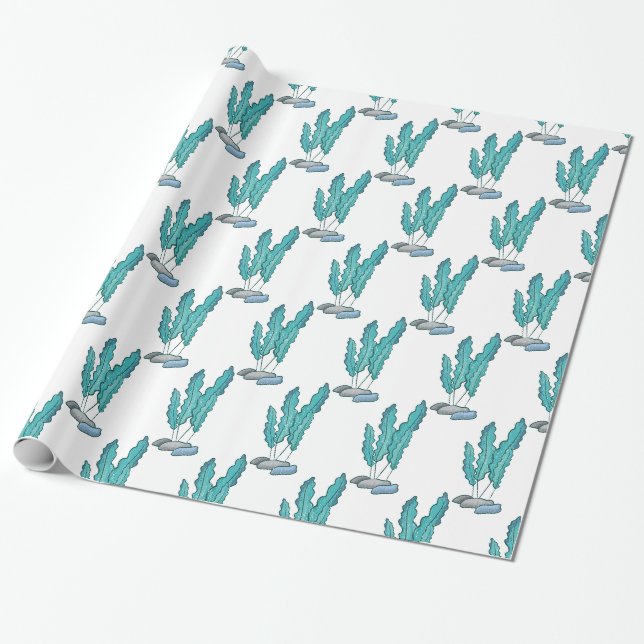 Blue Seaweed Algae Thunder_Cove Wrapping Paper (Unrolled)