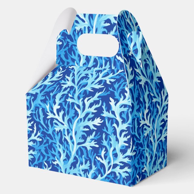 Blue Seaweed Coastal Textile Pattern Favour Box (Front)
