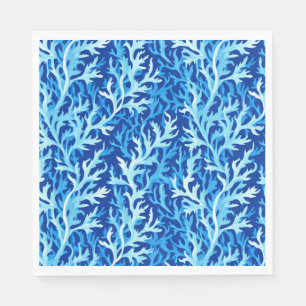 Blue Seaweed Coastal Textile Pattern Napkin