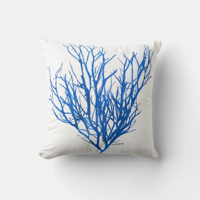 Blue Seaweed no.10 beach decor Cushion (Front)