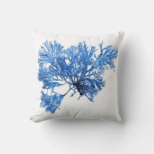 Blue Seaweed no.6 Coastal Living Decor Cushion (Front)