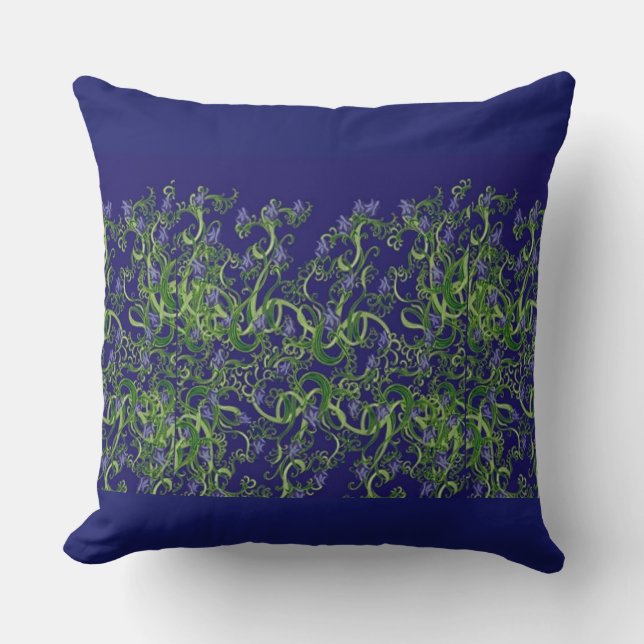 Blue Seaweed Throw Design Cushion (Front)