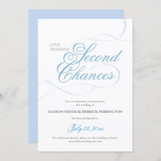 Blue Second Chances Wedding Postponement Invitation