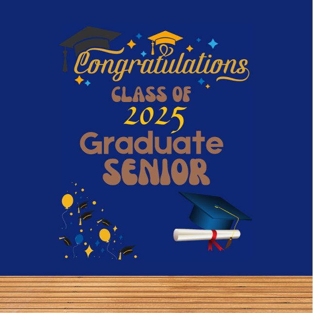Blue Senior Class of 2025 Graduation Tapestry (Creator Uploaded)