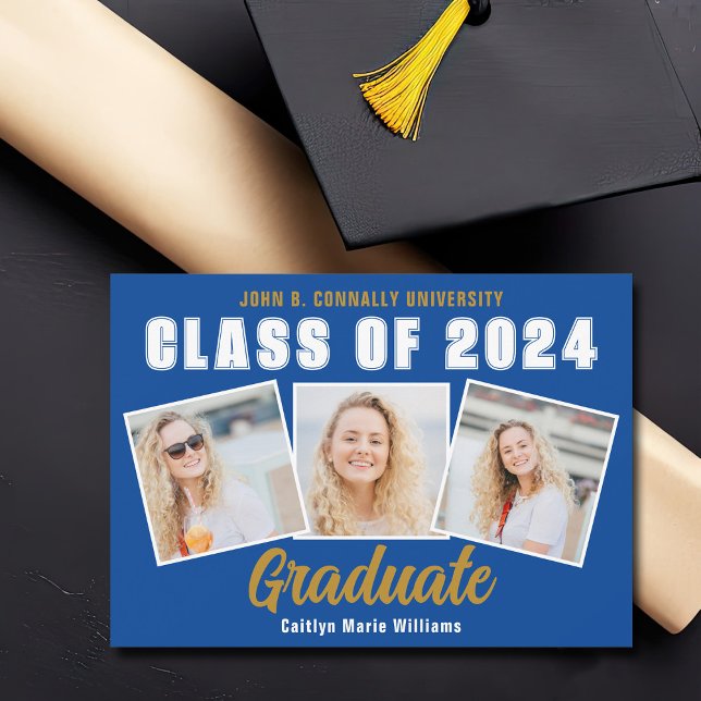 Blue Senior Photo Collage Class of 2026 Graduate Announcement (Creator Uploaded)