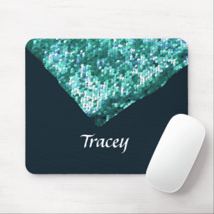 Blue sequins edge mouse pad