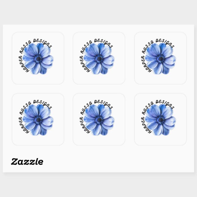 Blue Serenity Flower Art Square Sticker (Sheet)