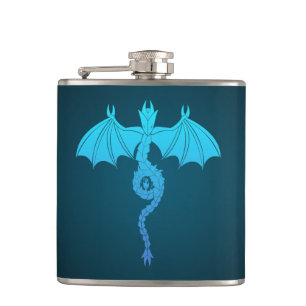 Blue Serpent Dragon Hip Flask