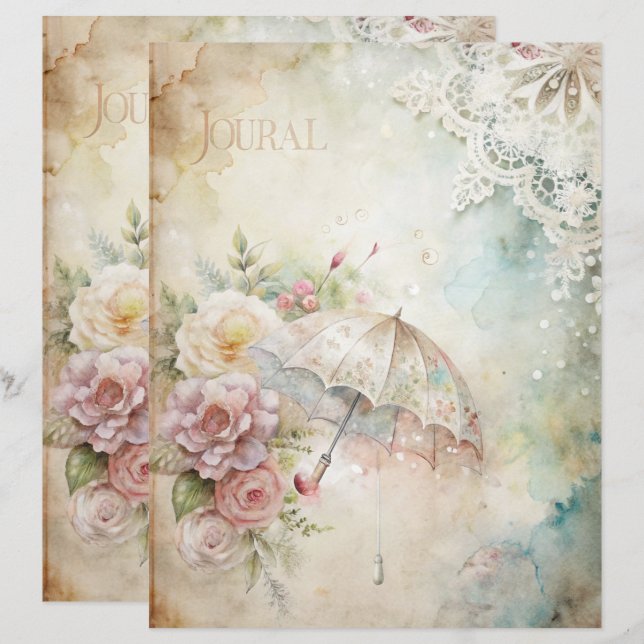 Blue Shabby Chic Scrapbook Paper  (Front/Back)