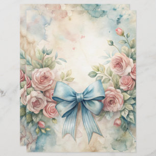 Blue Shabby Chic Scrapbook Paper 