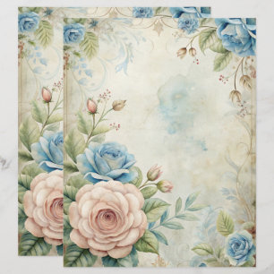 Blue Shabby Chic Scrapbook Paper 