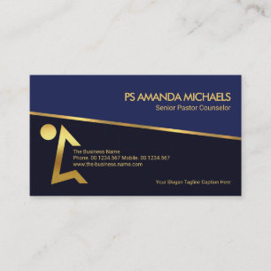 Blue Shade Layers Kneeling Man Pastor Counsellor Business Card
