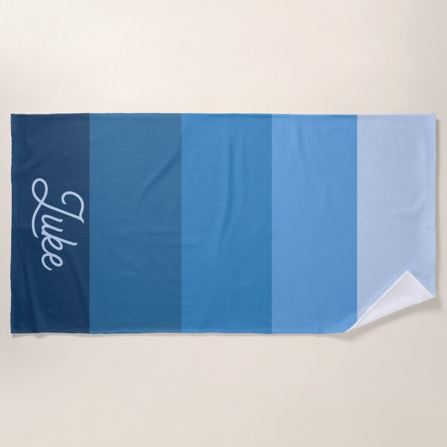 Blue Shaded Gradient Ombre Beach Towel (Front)