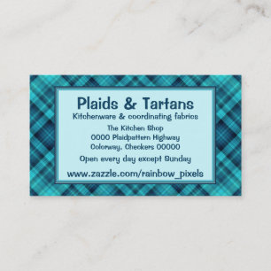 Blue shaded plaid pattern business card
