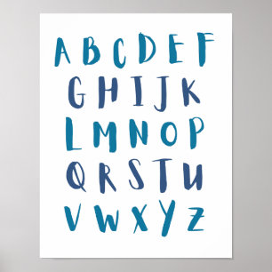 Blue Shades Alphabet Capital Letters Kids Room Poster