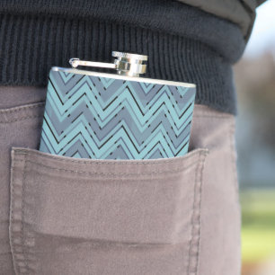 Blue shades chevron pattern hip flask