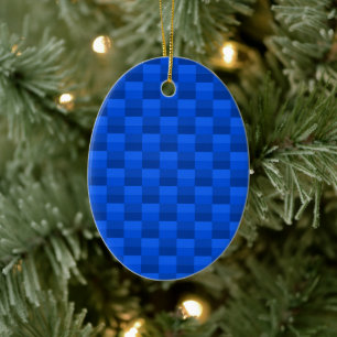Blue Shades Color Blocks Ceramic Ornament