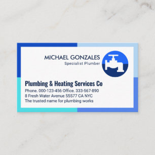 Blue Shades Frame Faucet Plumbing Works Business Card