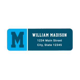 Blue Shades Monogram Stripe Return Address Label