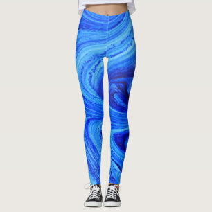 Blue Shades of Water Color Art Leggings