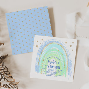 Blue Shades Rainbow Birthday Party Invitation