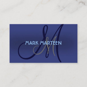 Blue shades simple monogram custom business cards