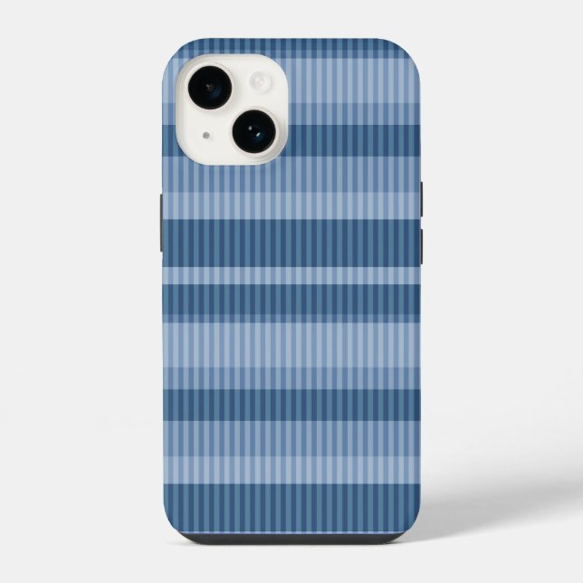blue shades striped vertical pattern iPhone case (Back)