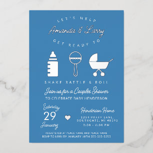 Blue Shake Rattle and Roll Baby Shower