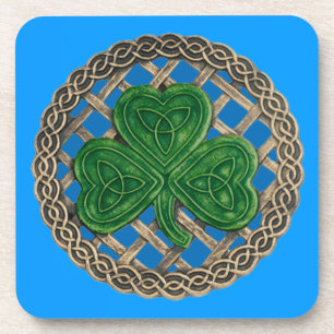 Blue Shamrock And Celtic Knots Coasters