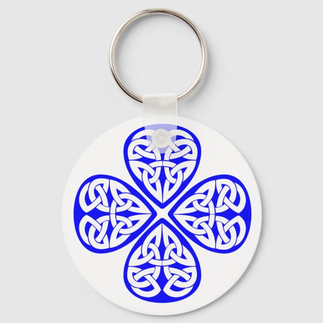 blue shamrock celtic knot key ring (Front)
