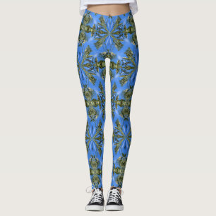 Blue Shapes Abstract Art Pattern Leggings