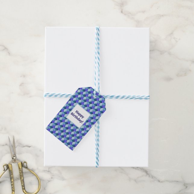 Blue Shapes Birthday Gift Tags (With Twine)