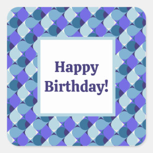 Blue Shapes Birthday Square Sticker
