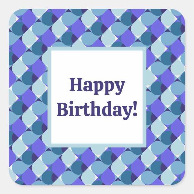Blue Shapes Birthday Square Sticker (Front)