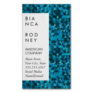 Blue Shapes Corporate Magnetic Business Card