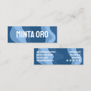 Blue Shapes Handmade Wavy Stripes w Social Icons Mini Business Card