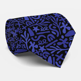 Blue shapes pattern tie