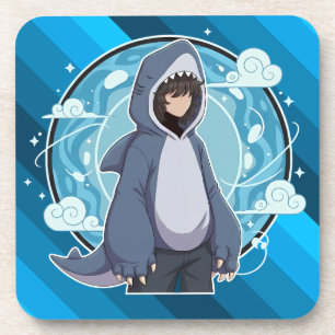 Blue Shark Boy Anime Art Coaster