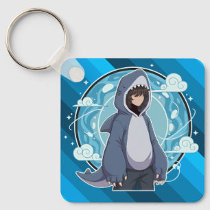 Blue Shark Boy Anime Art Key Ring